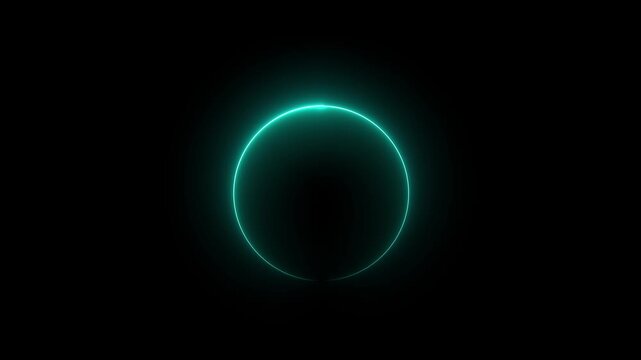Dark Blue circle rotates clockwise with pulsating glow. Rotation of a comet around its center of mass.4k motion video.