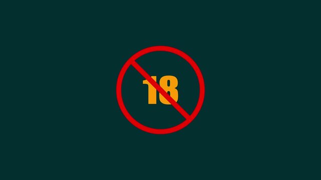 Glowing Neon 18+ Not Allowed Sign Animation | Over 18 Only Age Restriction, Censored Warning Symbol, High Quality 4K motion Video