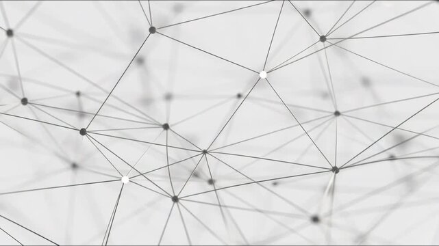 Geometric nodes and lines forming abstract network in minimal style on light background, concept of connectivity