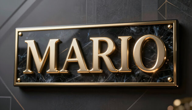 Mario in Gold auf dunkler Marmorplatte