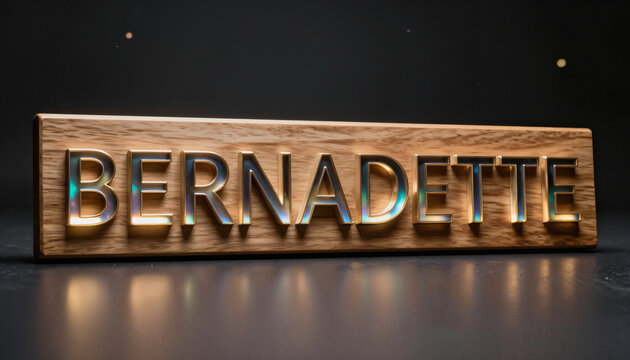 Bernadette in Gold auf Holzleiste