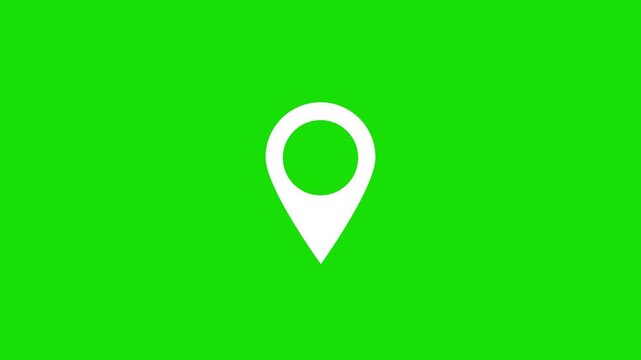 A beautiful digital location icon loop location pointer GPS Map tracker animation on green background.GPS,location icon,locate icon animation.