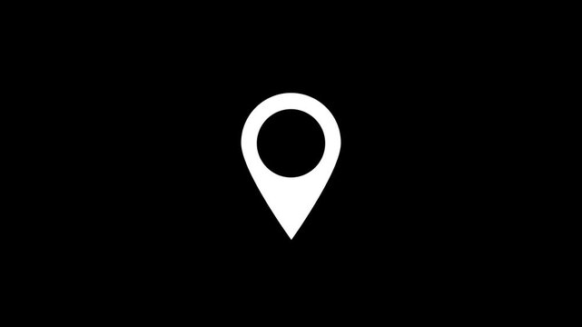 A beautiful digital location icon loop location pointer GPS Map tracker animation on black background.GPS,location icon,locate icon animation.
