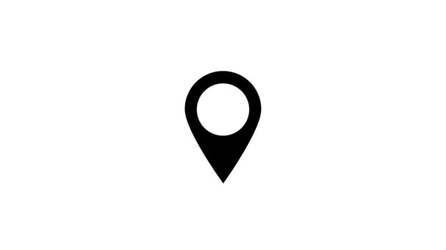 A beautiful digital location icon loop location pointer GPS Map tracker animation on white background.GPS,location icon,locate icon animation.