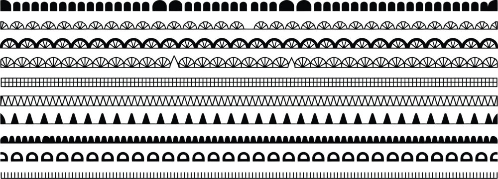 A seamless set of black plastic and steel pipes creates a decorative vintage pattern and ornamental line border in this classic vector illustration design element