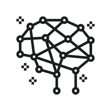 Artificial intelligence brain icon neural network machine learning digital data mind connection system idea logic models