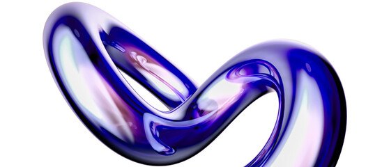 Abstract blue purple gradient glass effect with iridescent glow 3d rendering shape. Colorful curve futuristic background © vpanteon