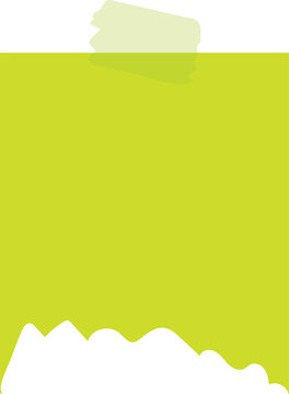 Vibrant green sticky note with shade and tep isolated on white background