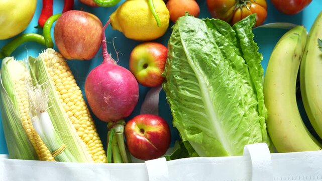 vegetables in paperbag grocery background
