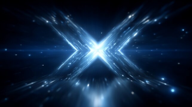 Futuristic crossroads illuminated in vibrant blue hues symbolizing digital progress and innovation