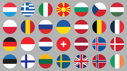 Europe vector national flag collection. Flags of 28 European Countries in vector.  vector illustration of flags of Europe. Europe countries flags collection.  Countries flag big collection. Flags icon © NOVA STOCK