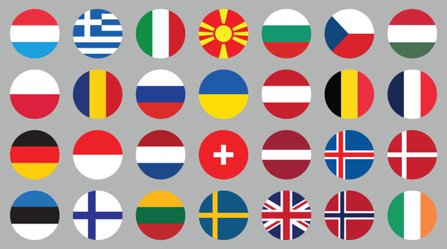 Europe vector national flag collection. Flags of 28 European Countries in vector.  vector illustration of flags of Europe. Europe countries flags collection.  Countries flag big collection. Flags icon
