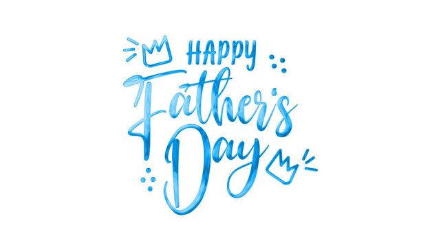 Happy father's day text animation in blue, perfect for celebrating dads with a festive design in happy script font.