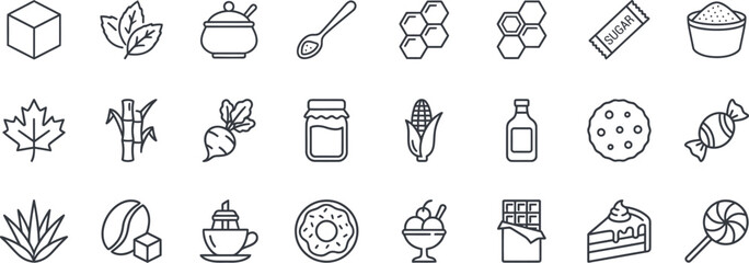 Sugar Sources and Sweeteners Icons Set - Minimalist Line Art Vector Illustrations © Nahida