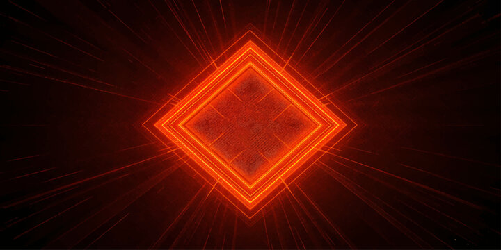 A vibrant abstract vector illustration features a glowing orange and red flame pattern with bright yellow light waves and energy motion, creating a shining celestial space wallpaper backdrop