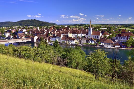 Diessenhofen with the river Rhine, Canton of Thurgau, Switzerland