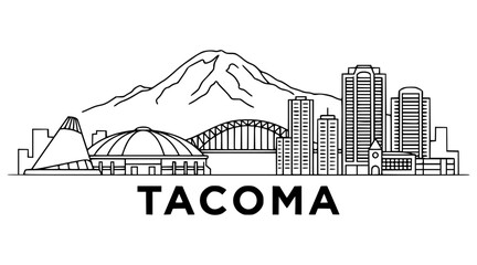 Cityscape Building Line art Vector Illustration design - Tacoma city © prettygfx