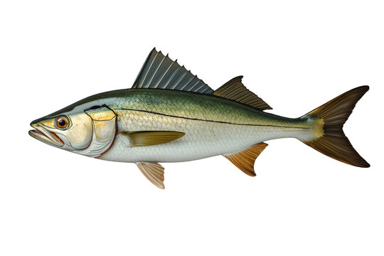 Common snook fish, centropomus undecimalis, swimming, marine animal, game fish, fishing bait, saltwater species, transparent background