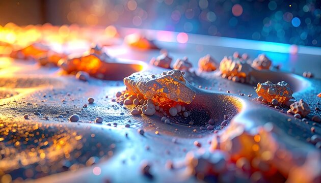 Programmable matter fragments subtly shifting in texture and color, a futuristic abstract design