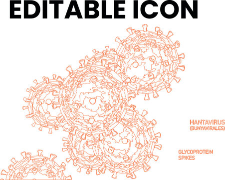 Hantavirus virus particle illustration with glycoprotein spikes vector icon