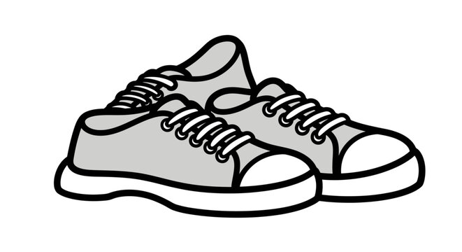 A pair of stylish gray sneakers or running shoes, perfect for sport and active lifestyle, on an isolated white background.