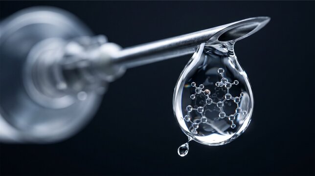 Scientific concept showing chemical compound transferring within fluid