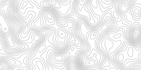 Fototapeta premium Abstract black and white topographic contour pattern featuring flowing terrain curves and wavy lines that resemble wood grain or fingerprint textures in a clean modern map style design.