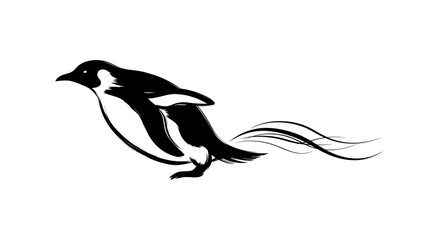 Fototapeta premium Stylized Penguin Running Fast