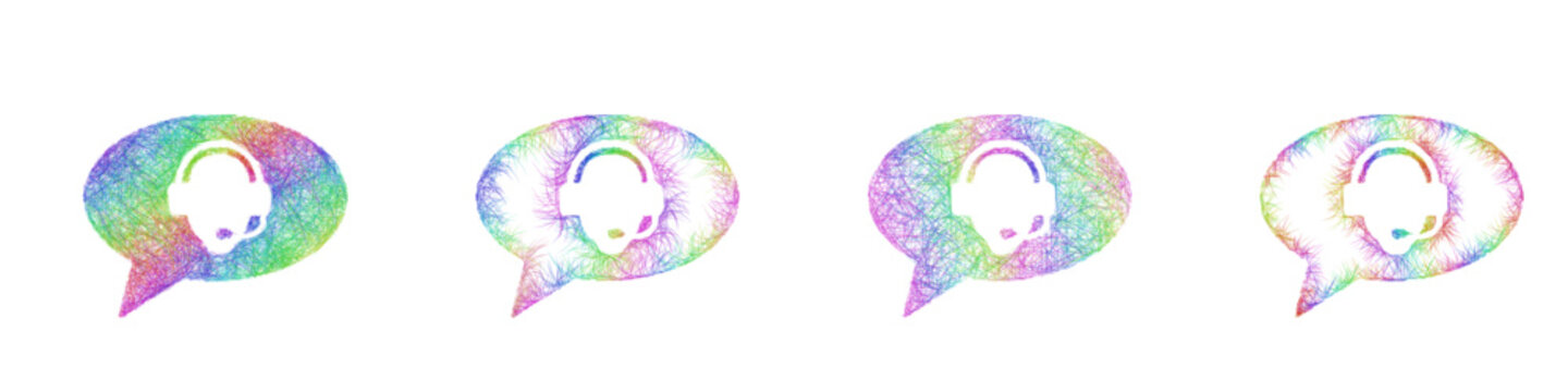 Rainbow sketch live chat support icon design set