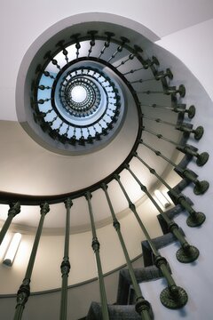 Old staircase with beautiful spiral staircase, Zurich, Switzerland