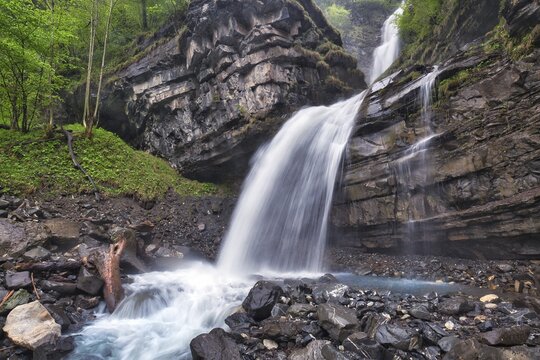 Diesbach waterfall in spring, Canton Glarus, Switzerland