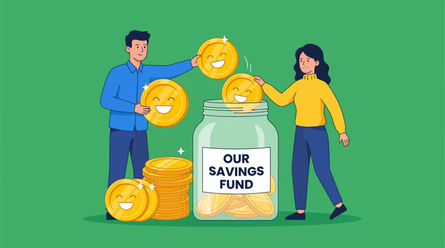 Couple saving money in a fund.