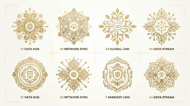 Mandala designs with geometric patterns.