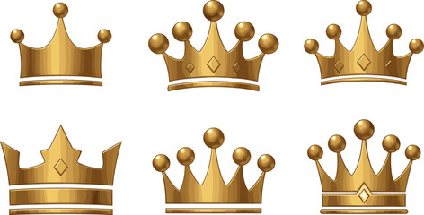 Elegant royal golden tiara icons pack for premium logo luxury quality and authority © MdMojnu