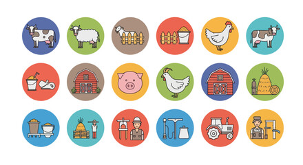 Farm Animals and Agriculture Icons Set © gak