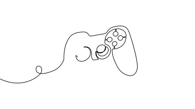 Continuous one line game joystick video gamer illustration play vector. Joystick game art pad drawing stick outline entertainment gamepad tv computer remote hand controller controller console watching