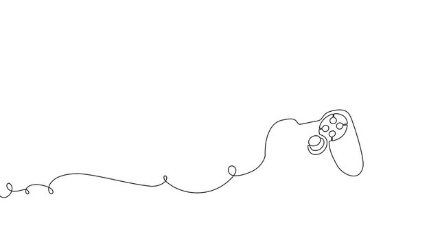Continuous one line game joystick video gamer illustration play vector. Joystick game art pad drawing stick outline entertainment gamepad tv computer remote hand controller controller console watching