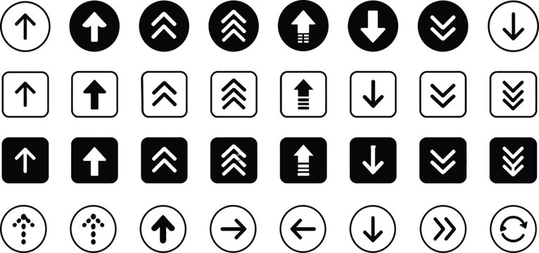 Collection of Minimalist Arrow Icons for Navigation and Interface Design