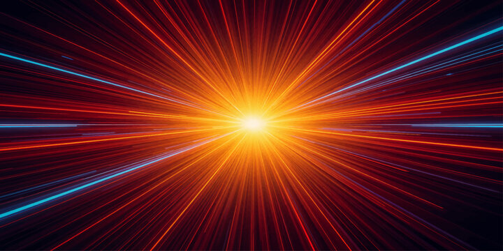 Abstract red background featuring a bright sun star explosion with glowing orange rays of energy and heat creating a powerful fiery art texture wallpaper