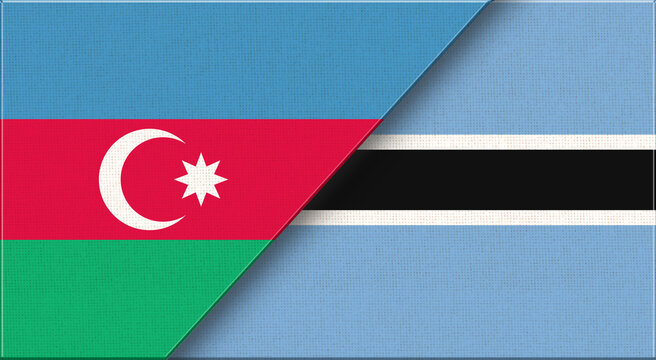 Double Flag of Azerbaijan and Botswana on Fabric Texture