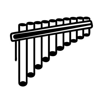 pan flute instrument symbol icon silhouette illustration for traditional folk music performance and acoustic design
