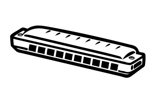 harmonica instrument silhouette illustration for traditional folk music performance and acoustic design