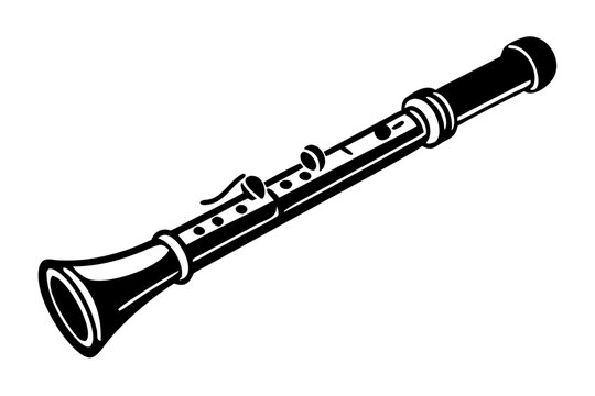 chalumeau instrument silhouette illustration for traditional historical woodwind music performance and acoustic design
