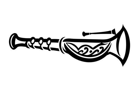 zurna instrument silhouette illustration for traditional folk music performance and acoustic design