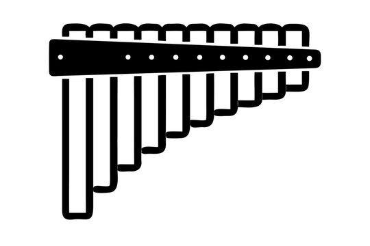 pan flute instrument silhouette illustration for traditional folk music performance and acoustic design