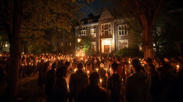 A candlelit vigil for World Mental Health Day awareness