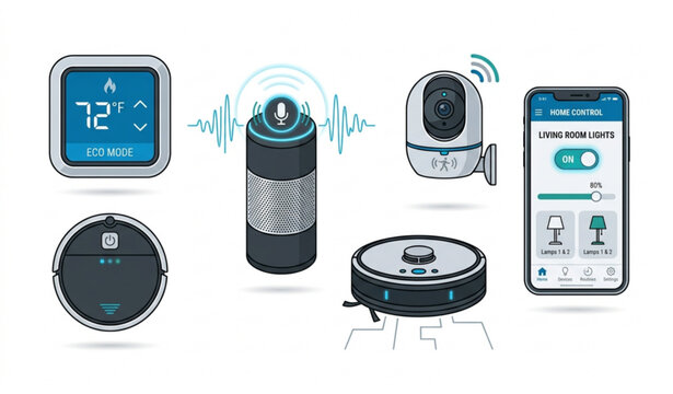 Retro Futuristic Robot Scout and Tactical Drone Vector Illustration Set