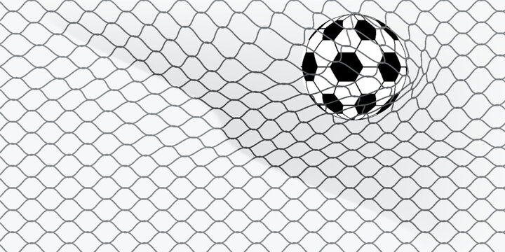 White-Black Soccer Ball in the Goal Net under white background. 3D illustration. 3D CG. 3D Rendering. High resolution. PNG file format.