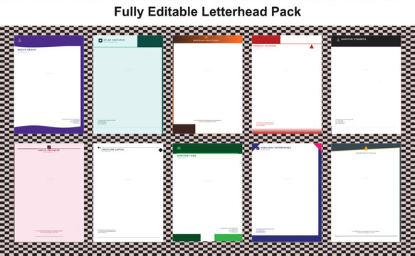 Assorted fully editable letterhead templates pack with template design letter paper corporate iden