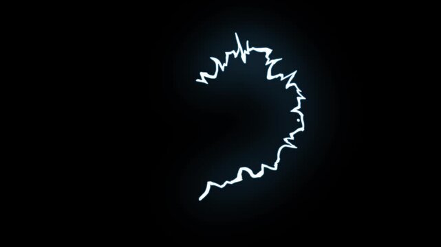 Dynamic lightning strike vortex against black screen background, glowing electric plasma waves and intense thunder sparks generating futuristic energy burst motion graphics 4k